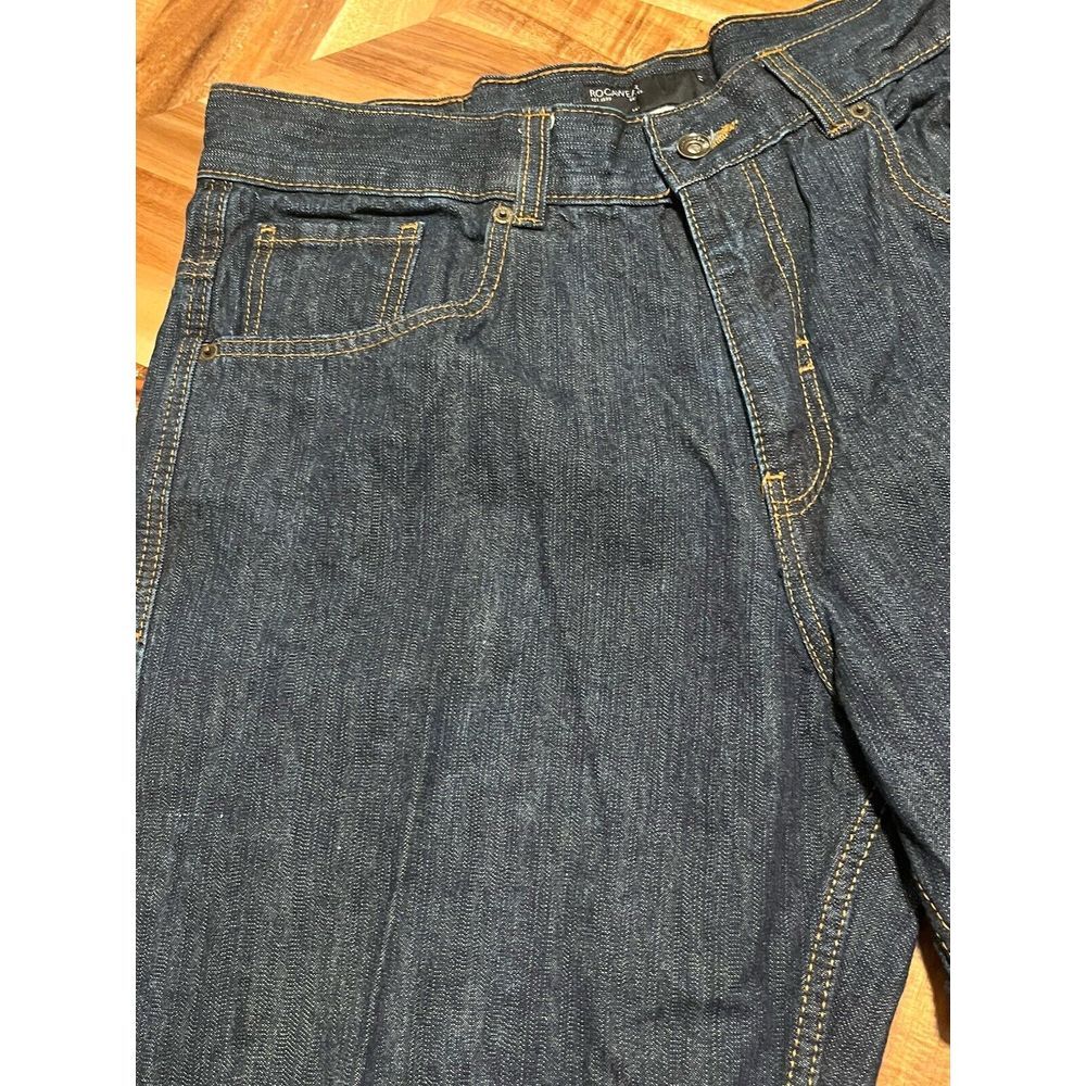 Vintage Rocawear Jeans Mens 38 Dark Denim Pants Baggy Fit Embroidered Pockets - Picture 2 of 8